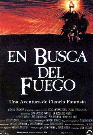 Cartell de la versió cinematogràfica de la novel·la "En busca del fuego" de J.H. Rosny