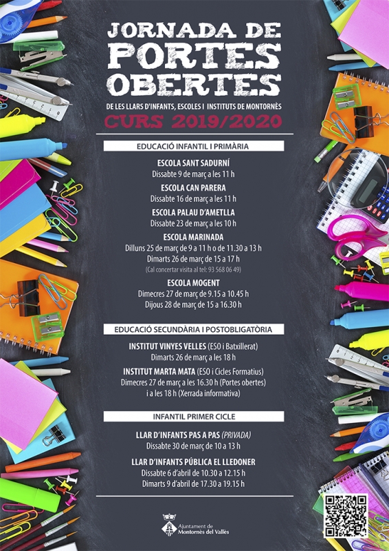 Cartell de les jornades de portes obertes i preinscripcions per al curs 2018-2019