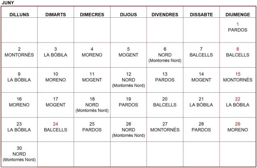 Farmàcies de guàrdia - Juny 2025.	