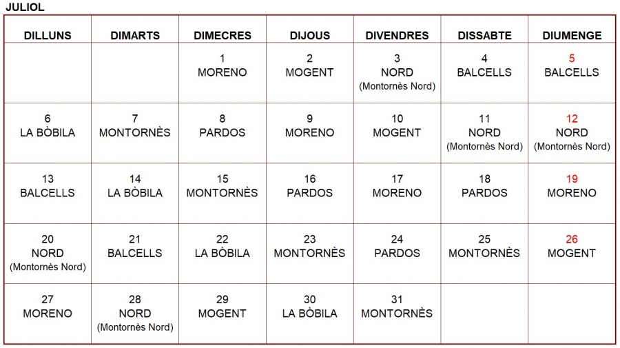 Farmàcies de guàrdia - Juliol 2026.