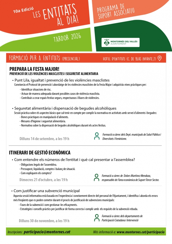 Formació "Prepara la Festa Major" del programa Les entitats al dia.