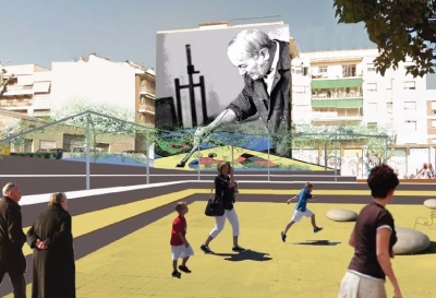 Disseny de la plaça de Joan Miró, un cop remodelada