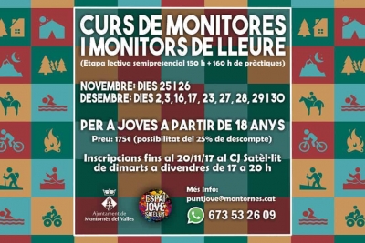 Cartell del curs de monitors i monitores de lleure