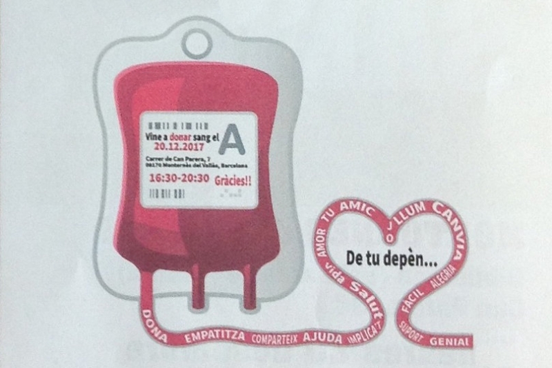 Dibuix de la campanya de donació de sang fet per l'alumnat de 4t d'ESO de l'Institut Marta Mata