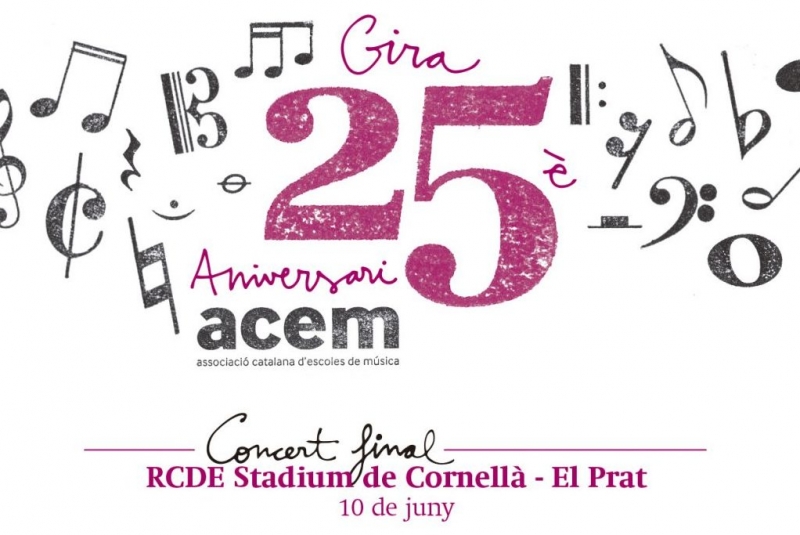Cartell del concert final dels 25 anys de l'ACEM