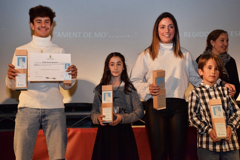 Premi a millors esportistes: Erik Ávila (Scooter Freestyle), Laia Rodríguez (Club Ciclista Montornès), Naiara Moreno (Karate Montornès) i Alex Villa (Escacs Montornès)