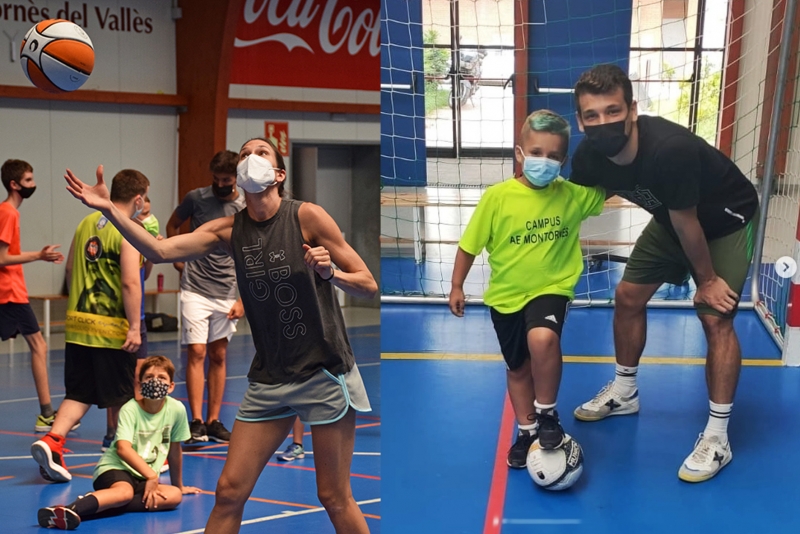 Anna Cruz i Eric Pérez són dos dels jugadors que han passat pels campus de bàsquet i futbol sala 