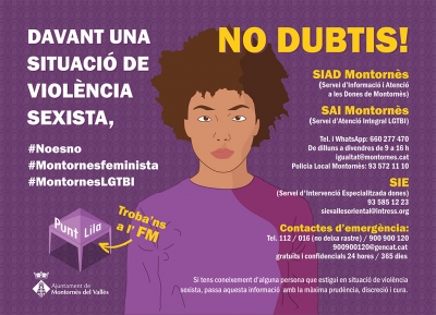 Informació sobre recursos a Montornès contra les violències masclistes