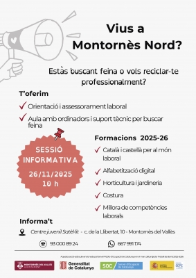 Cartell de la sessió informativa del programa Treball als Barris 2025-26.