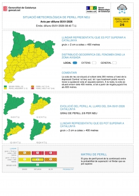 Previsió del Meteocat per al 5 de gener.