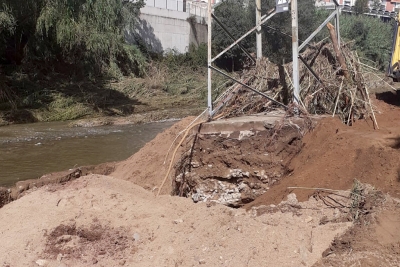 Detall de l'afectació de la torre d'alta tensió