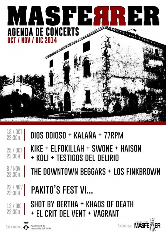 Cartell de la programació dels concerts a Masferrer