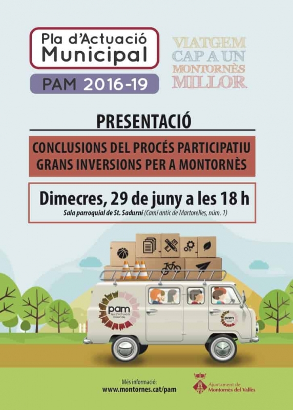 Cartell Presentació de les conclusions del Pla d'Actuació Municipal 