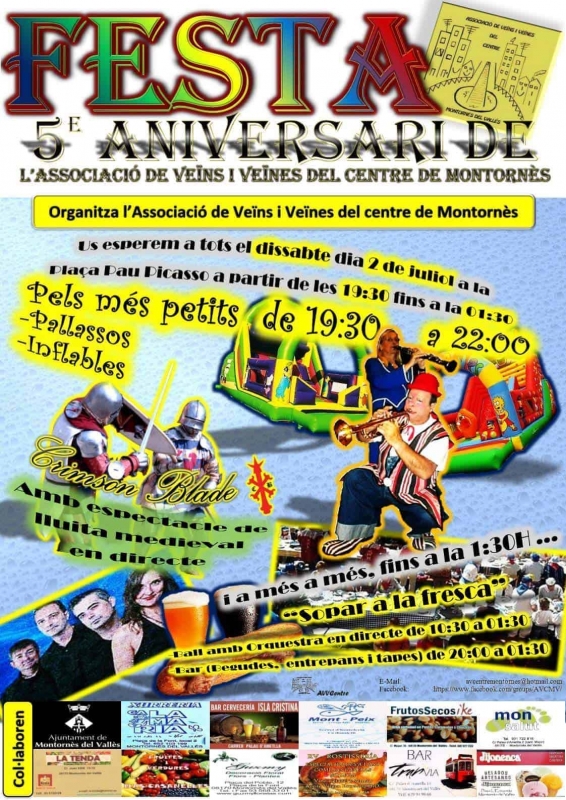 Cartell Festa 5è Aniversari AVV del Centre de Montornès