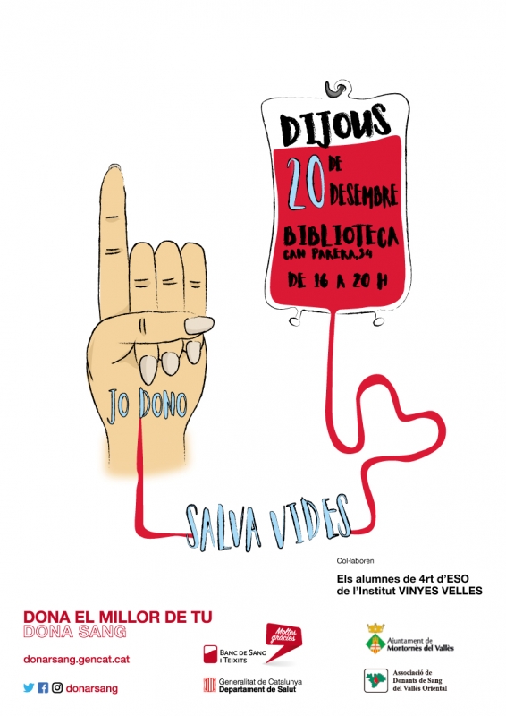 Cartell de la campanya de donació de sang fet per l'alumnat de 4t d'ESO de l'Institut Vinyes Velles