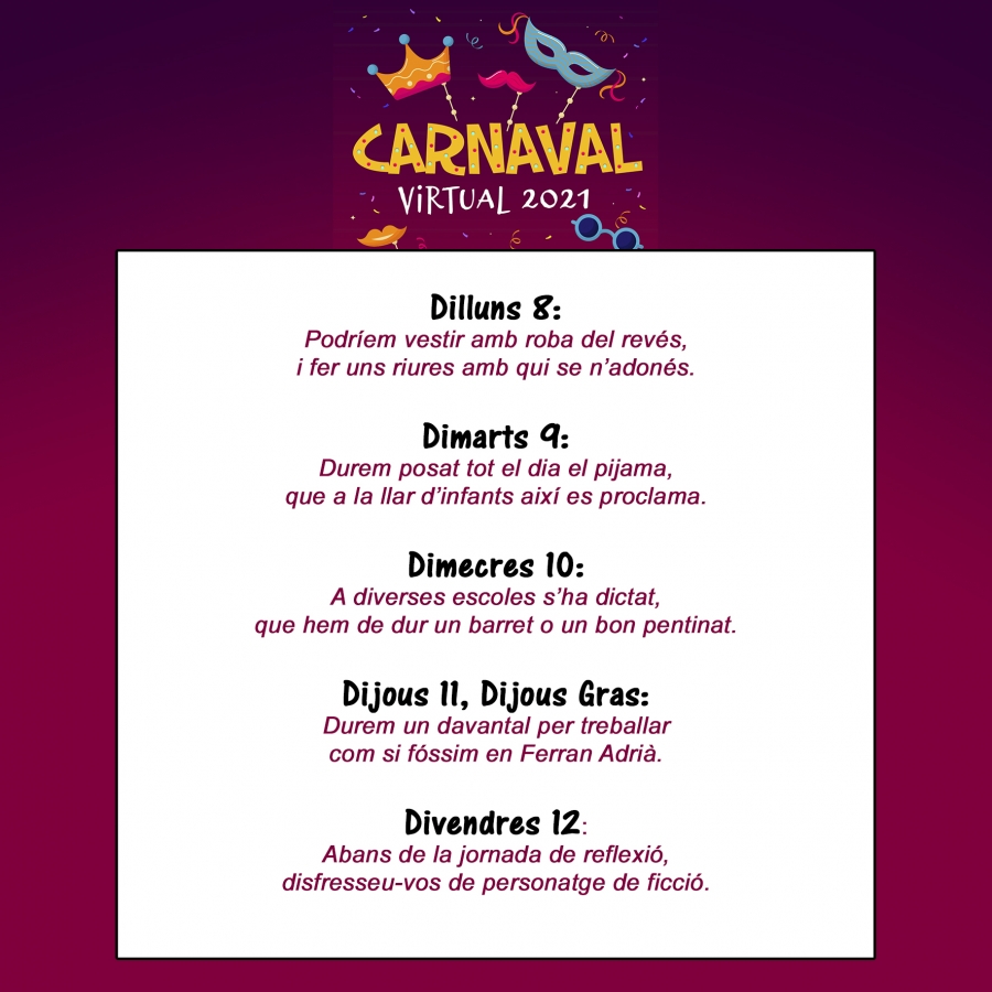 Les consignes del Carnaval 2021