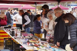 Paradetes de llibres a la plaça de Pau Picasso.