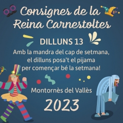Consignes de Carnaval 2023 - Dilluns 13 de febrer.