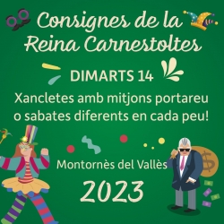 Consignes de Carnaval 2023 - Dimarts 14 de febrer.