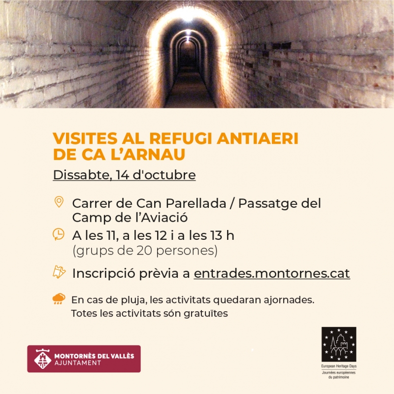 Cartell de la visita al refugi antiaeri de Ca l'Arnau. (JEP 2023)