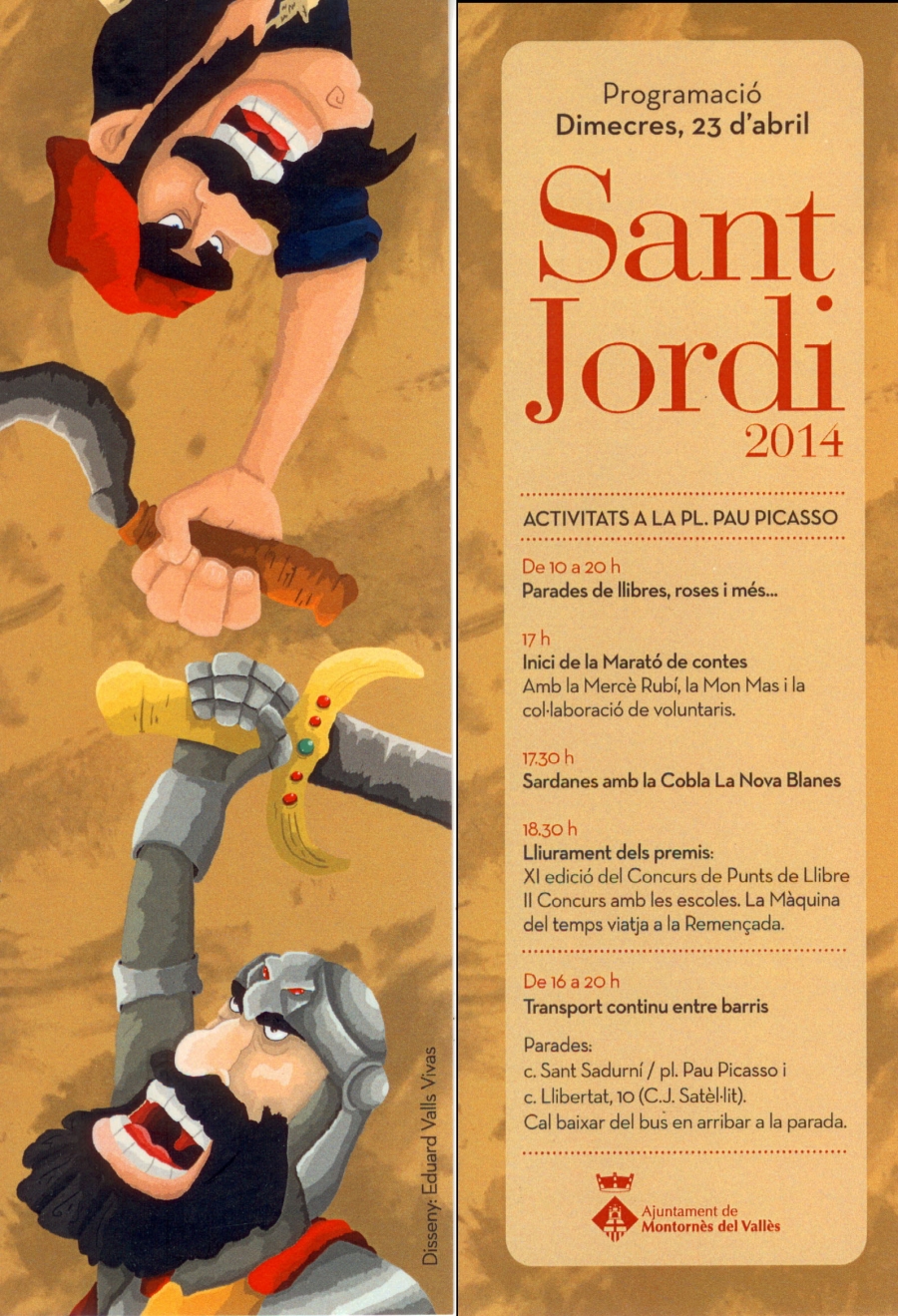 Punt de llibre amb les activitats de Sant Jordi (Autor: Eduard Valls Vivas)