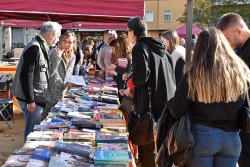 Parades de llibres a la plaça de Pau Picasso