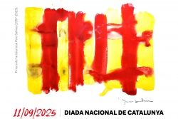 Pintura de Pere Salinas que il·lustra el cartell de l'acte de la Diada a Montornès.