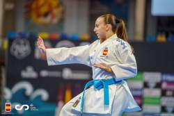 La karateka Judith Anguera en un moment de la competició. (imatge: Real Federación Española de Kárate) 
