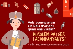 Imatge de la crida de patges infantils i voluntariat adult per a la Cavalcada.