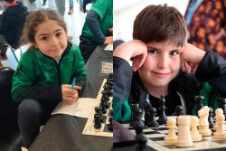 Amara Carrasco i Lucas Teruel al Campionat de Catalunya d'Edats d'Escacs. (Imatges: Club d'Escacs Montornès)