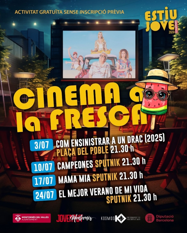 Cartell del cicle de cinema a la fresca del programa "Estiu Jove" 2026.