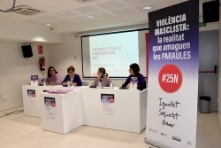 Presentació de la campanya de sensibilització contra les violències masclistes, a Can Saurina