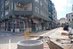Vista dels treballs al carrer del riu Mogent des del carrer de Sant Isidre