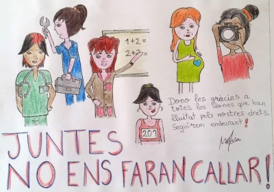 1r Premi Dibuix juvenil: "Juntes no ens faran callar". Autora: María Karach