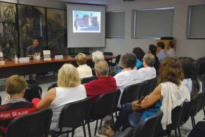 Un moment de la conferència de l'historiador Òscar Jané i Checa celebrada el 9 de setembre