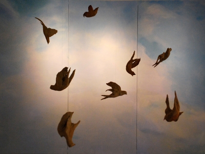 Part d'una instal·lació de la mostra "Entre el cel i la terra" de l'artista local Miriam Baena