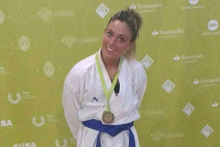 Naiara Moreno del Club Karate Montornès al Campionat d'Europa Universitari (Font: Xavier Talavera)