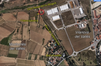 Plànol de situació de la futura passera  (Font cartogràfica Google maps)