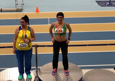 Podi de Sandra Cortés, Campiona de Catalunya de 3.000 metres marxa (Foto: Club Atletisme Montornès)