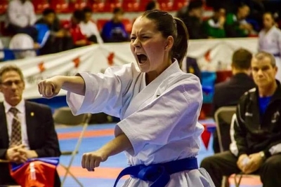 Teresa López a les Series A de karate a Xile (Font: Club Karate Montornès)