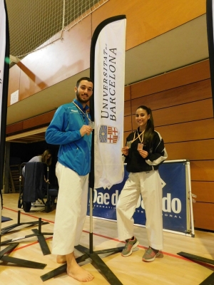 Xavi Talavera i Wiam Koubiss al Campionat de Catalunya Universitari (Font: Club Karate Montornès)