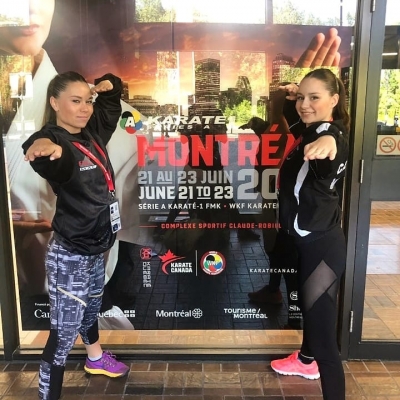 María López i Teresa López en la Lliga mundial Serie A (Foto: Club Karate Montornès)