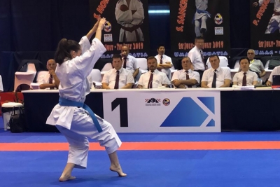 Teresa López durant la competició (Foto: Club Karate Montornès)