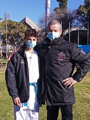 Axel Herrera en un moment de la competició a la Lliga Nacional (imatge: Club Karate Montornès)