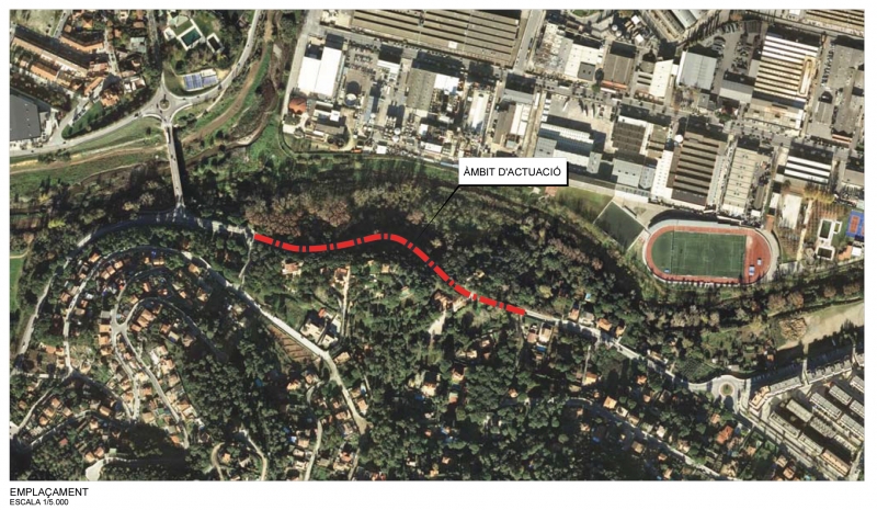 Àmbit d'actuació de les obres de l'itinerari per a vianants entre el nucli urbà i Can Bosquerons de Dalt