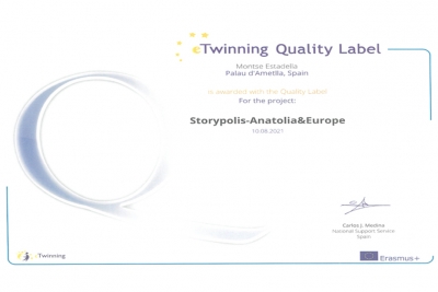 Certificat eTwinning atorgat a l'escola Palau d'Ametlla (Font: escola Palau d'Ametlla)