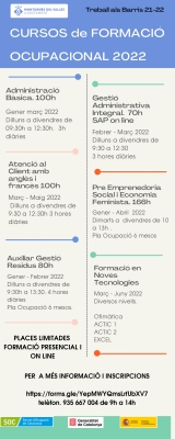 Cartell informatiu sobre els cursos de formació ocupacional Treball als Barris