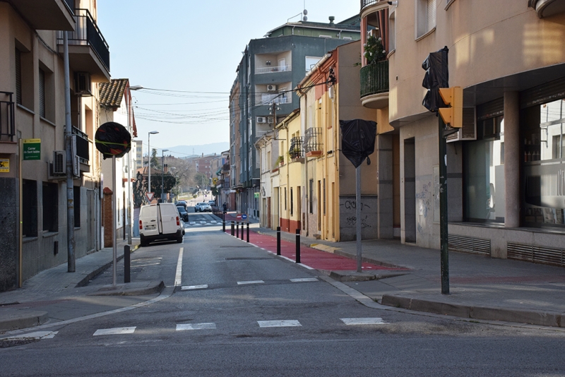 Tram del carrer de Sant Isidre afectat pel canvi del sentit de circulació.