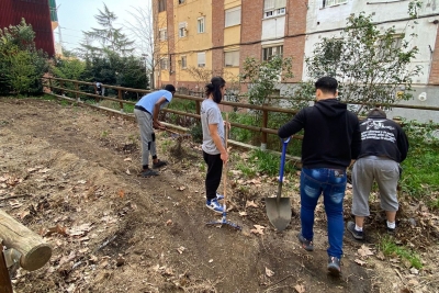 Tastet laboral a l'hort urbà de Montornès Nord.	