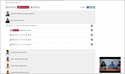 El sistema permet accedir directament a les intervencions de cada regidor/a